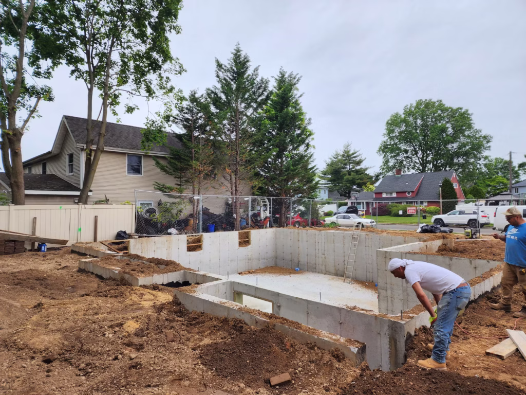 New Home Construction Foundation back